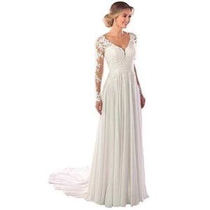 Chiffon Lace-Back Wedding Dress